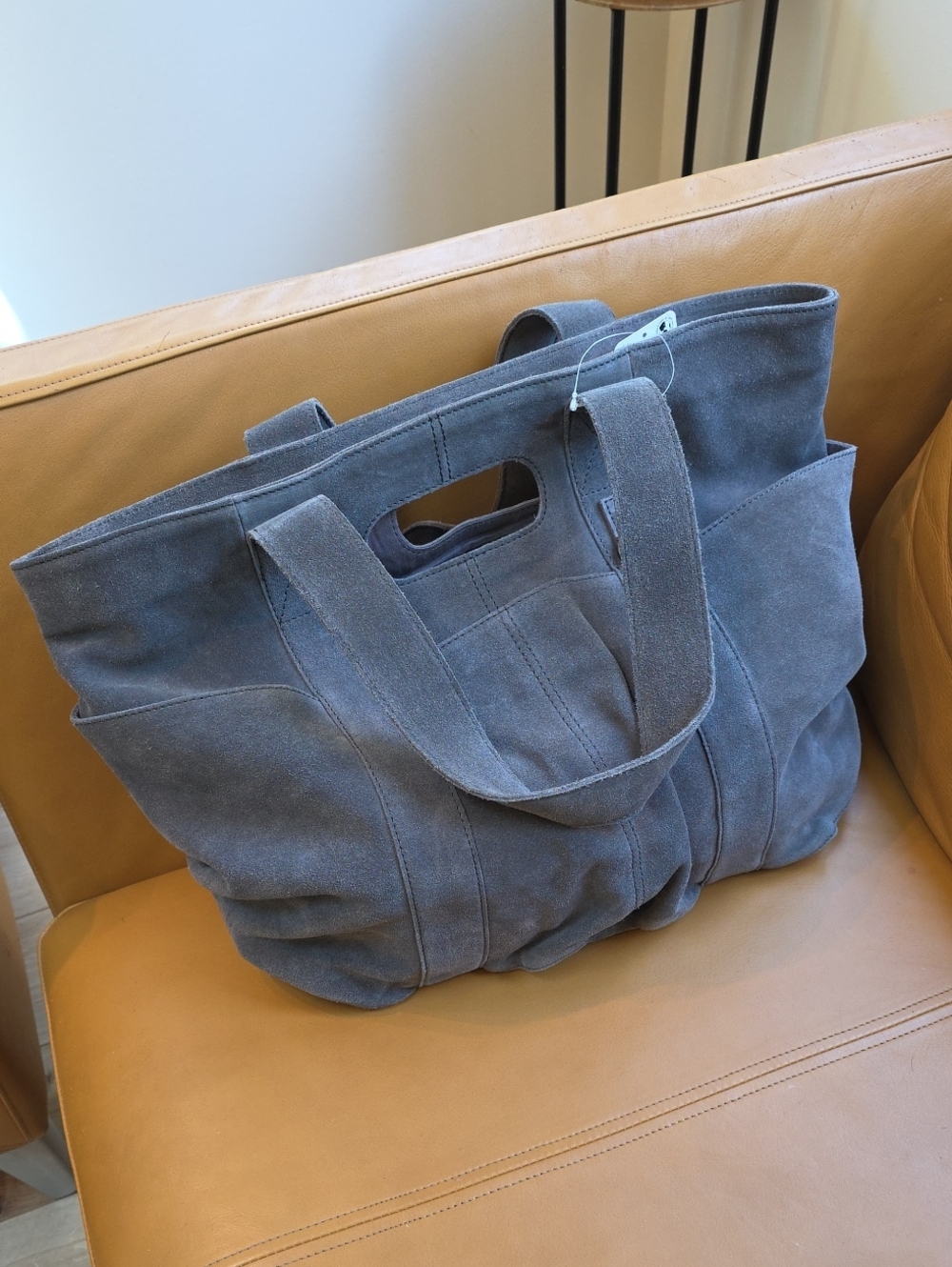 Free People Gray Suede Tote with Dual Handles